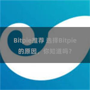 Bitpie推荐 选择Bitpie的原因，你知道吗？