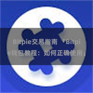 Bitpie交易指南 「Bitpie钱包教程：如何正确使用」